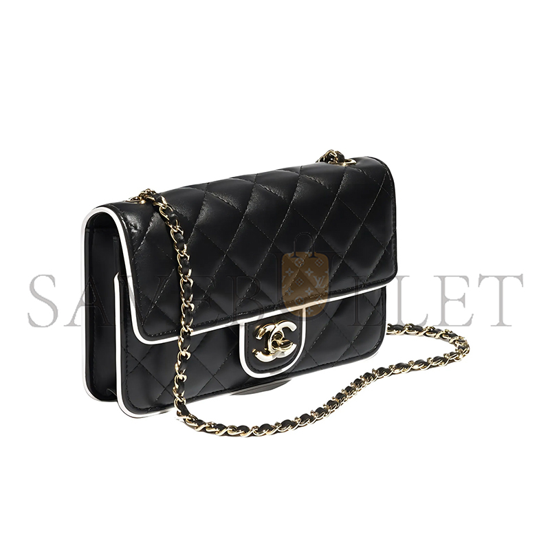 CHANEL WOC BLACK AND WHITE CHAIN WALLET SHOULDER BAG AP4511 (19*12*3.5cm)